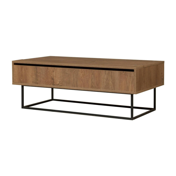 Tavolino da salotto Barghe, Tavolo basso da caffè, Portariviste per divano, Ripiano da soggiorno, 120x60h43 cm, Noce e Nero