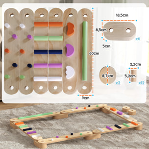 Juego de Viga de Equilibrio de Madera para Niños de +3 Años Barra de Equilibrio Infantil para Entrenamiento de Equilibrio en Interiores y Exteriores Multicolor
