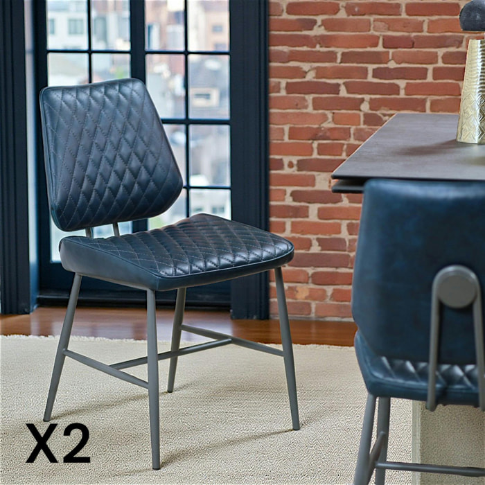 Chaise industrielle bleu foncé (lot de 2) SALERNE