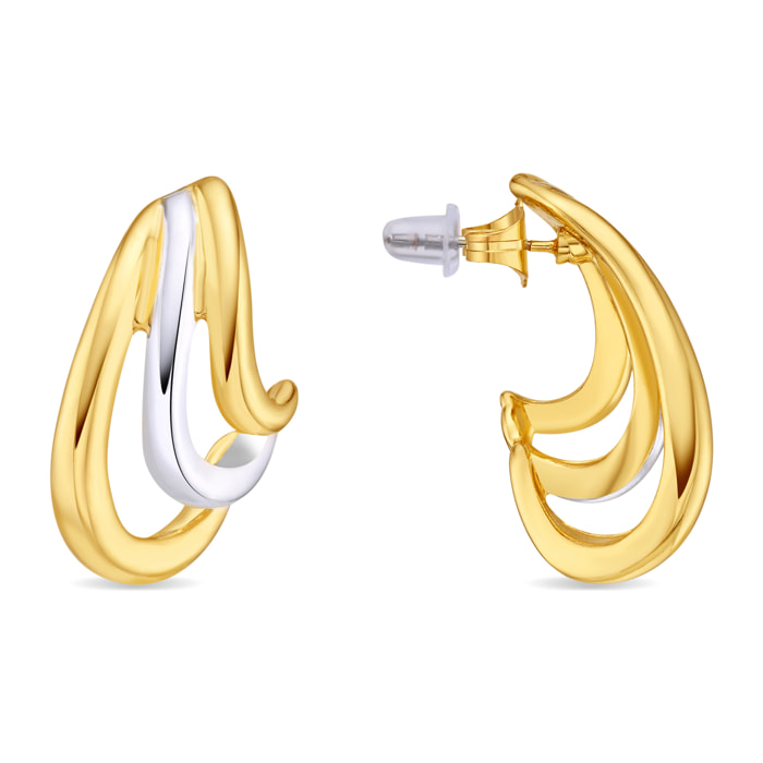 Pendientes Towio acabado plata y oro amarillo 18k