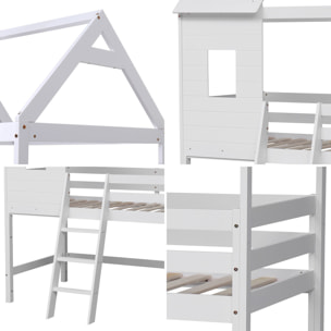 Lit cabane mezzanine pour enfant 190x90cm blanc MARGOT