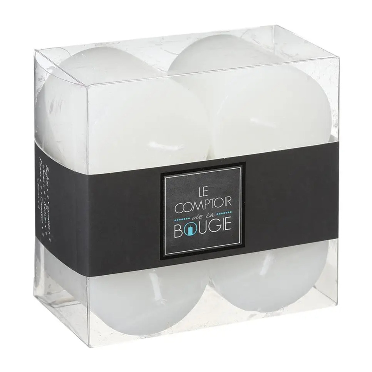 Lot de 4 bougies rustiques "Olia" blanc 60g