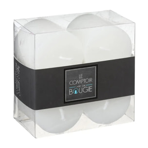 Lot de 4 bougies rustiques "Olia" blanc 60g