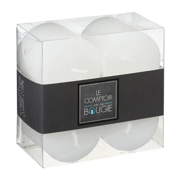 Lot de 4 bougies rustiques "Olia" blanc 60g