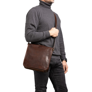 Borsa a tracolla  da uomo In Vera pelle Made in Italy 29x28x9 cm