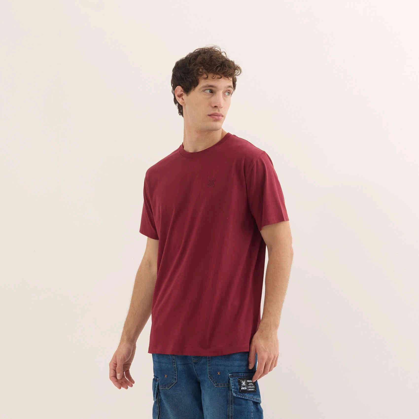 Camiseta Básica Algodón Orgánico Granate ESSENTIALS T-SHIRT WINE