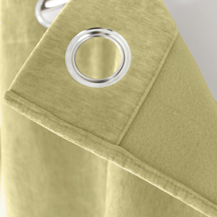 Rideau thermique en velours doublé polaire - Vert tilleul