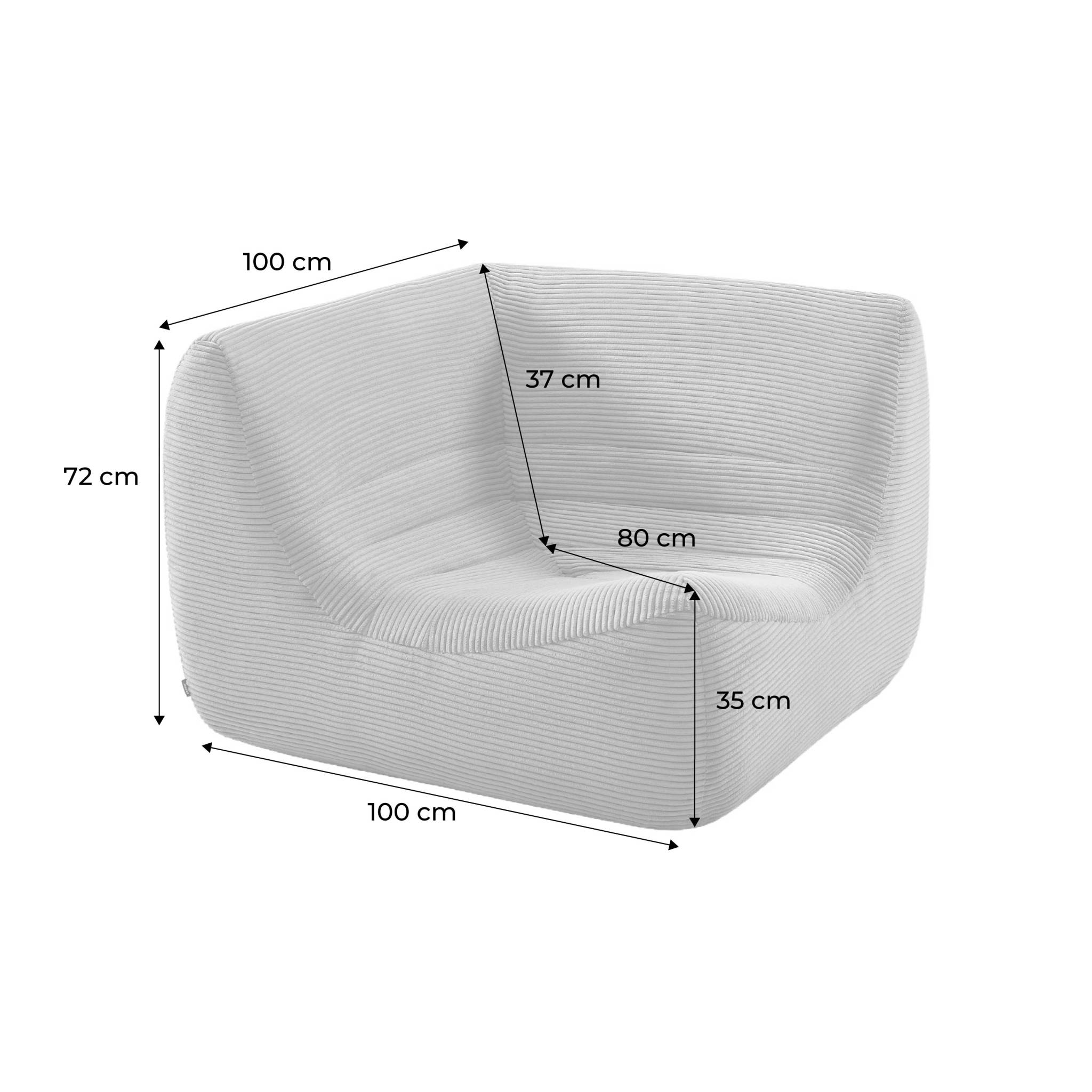 Chauffeuse d'angle velours côtelé 1 place SOKOL