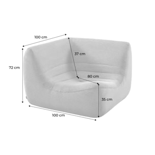 Chauffeuse d'angle velours côtelé 1 place SOKOL