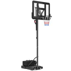 Canasta de Baloncesto de Exterior con Altura Ajustable 235-305 cm Aro de Baloncesto con Soporte Canasta de Baloncesto con Ruedas Base Rellenable Bolsa de Peso Negro