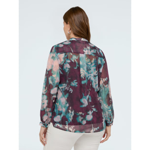 Fiorella Rubino - Blusa estampado floral en crepón - Burgundy