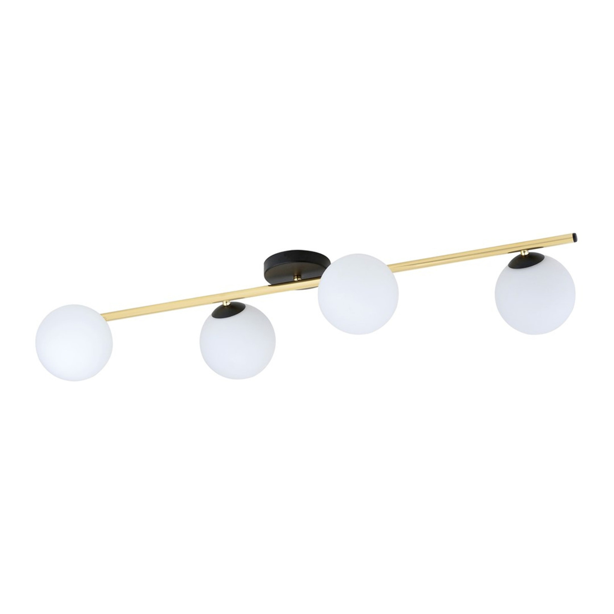 Lampada a sospensione SPLENDI in acciaio nero e oro con diffusori in vetro