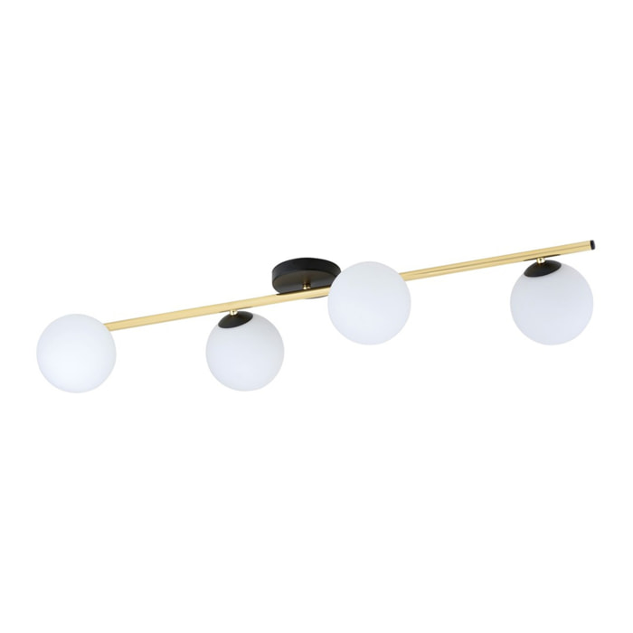 Lampada a sospensione SPLENDI in acciaio nero e oro con diffusori in vetro