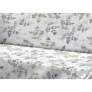 Telo Arredo Copritutto Grand Foulard Copridivano Copriletto 100% Cotone Disegno Petalo Verde