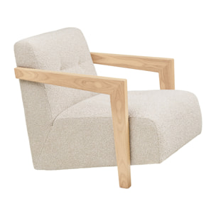 Lola - fauteuil en tissu texturé - accoudoirs en chêne massif FSC  100% - Beige
