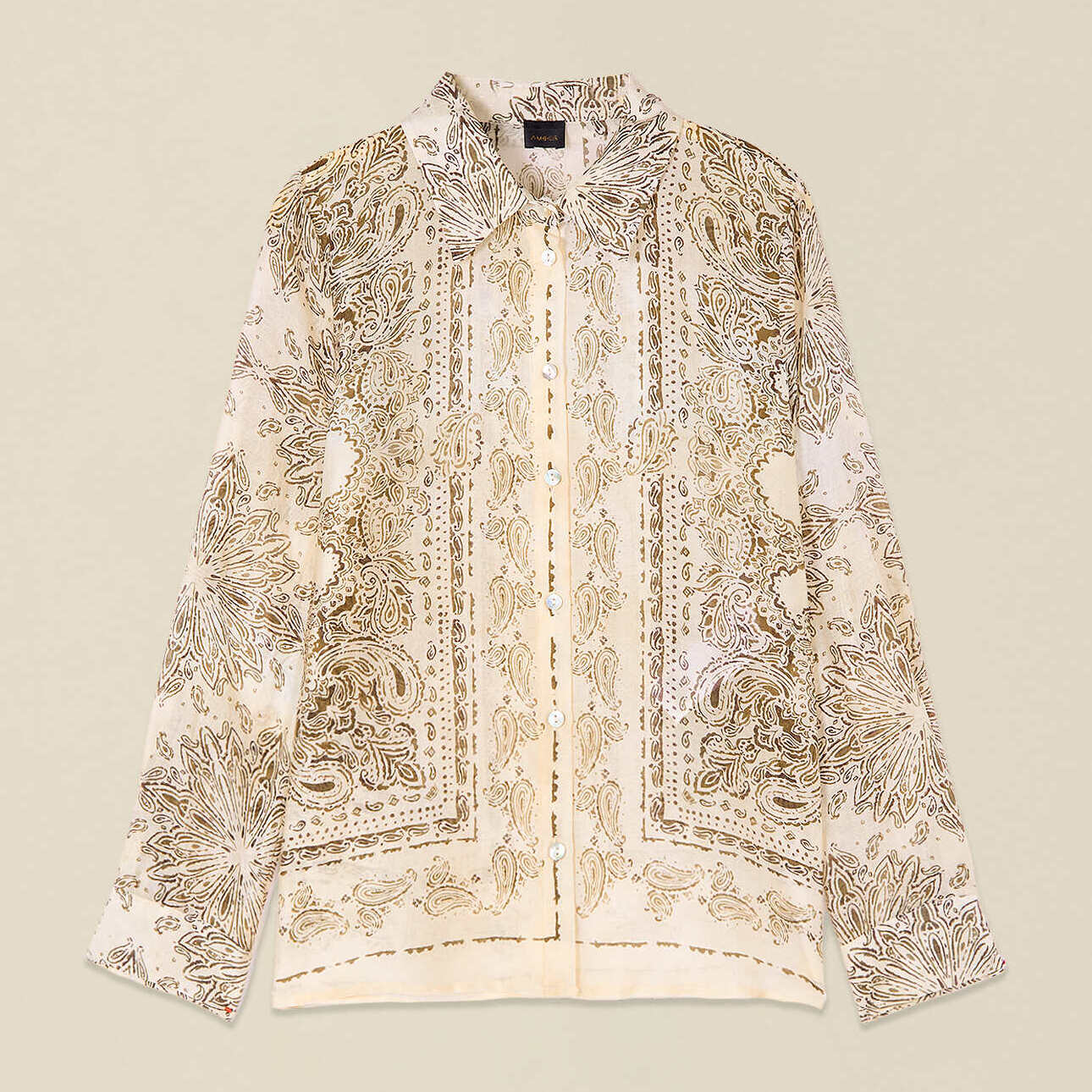 Oltre - Camicia in voile fantasia - Beige