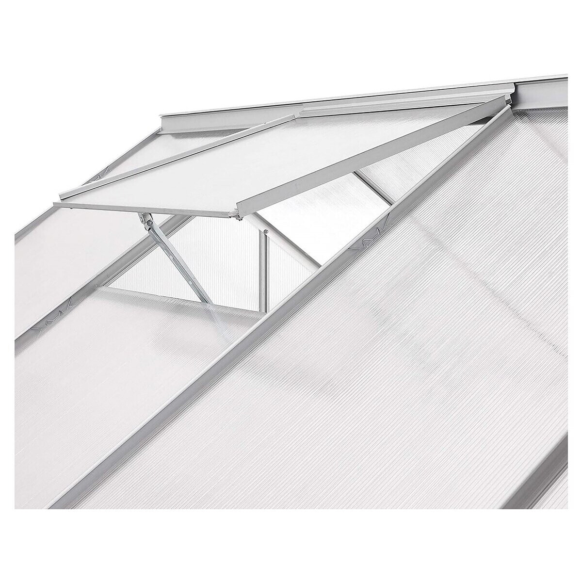 Serre jardin en polycarbonate 430 x 190 x 195 cm "Basilic" - 8,17 m² - Gris