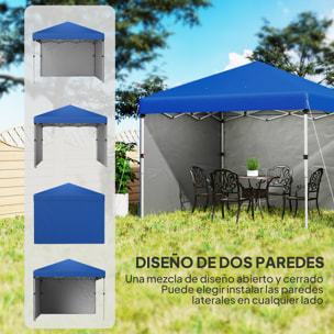 Carpa Plegable Pop-up Gazebo 3x3 m Cenador Plegable con 2 Paredes Laterales Anti-UV Altura Ajustable en 3 Niveles Sacos de Arena y Bolsa de Transporte con Ruedas para Camping Fiestas Azul