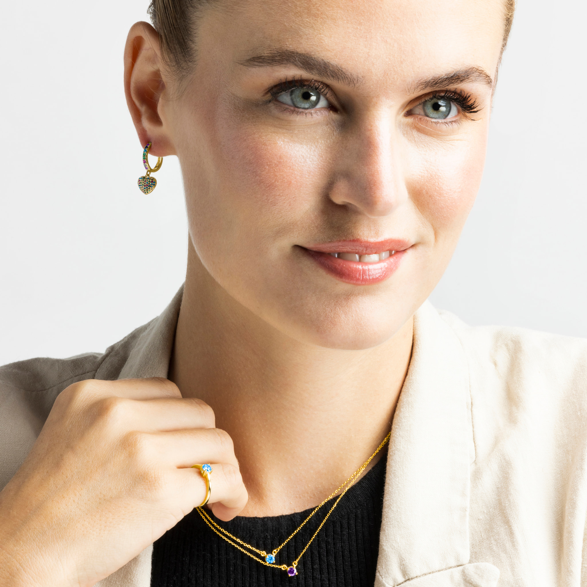 Pendientes de Circonita Multicolor acabados en oro amarillo de 18k