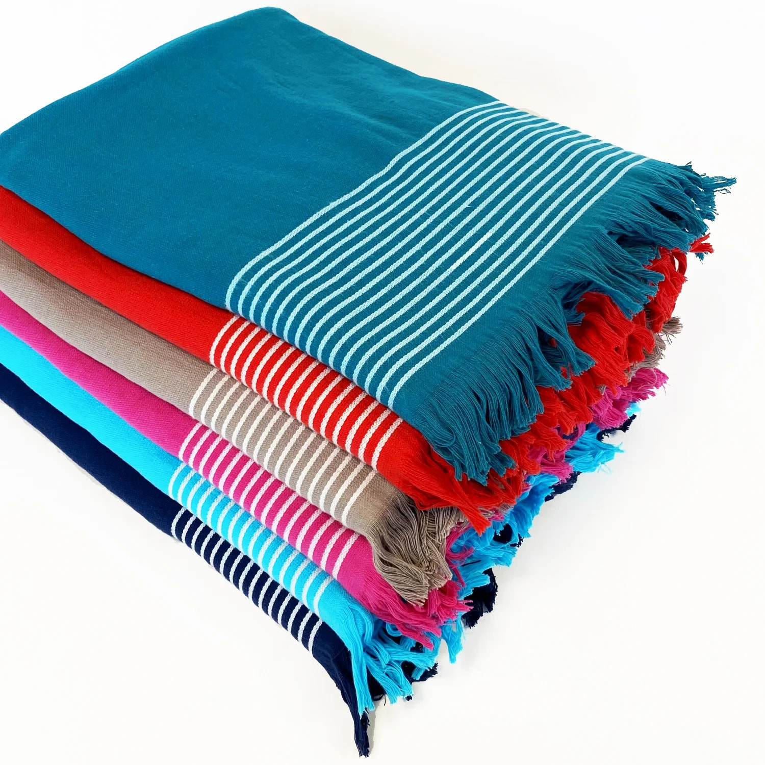 Fouta doublée éponge Bleu 90x170 300g/m² - Paski Turquoise