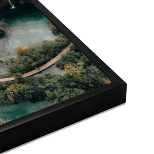 Affiche encadrée forêt et cascades vue aérienne Affiche + cadre en métal - Noir