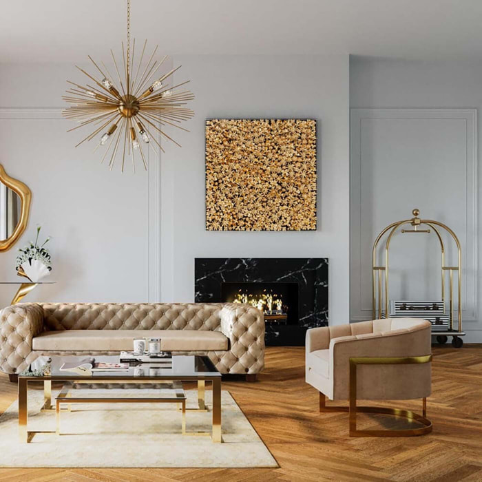 Tableau 3D fleurs dorées Kare Design