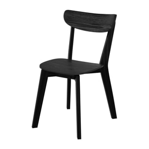 Lot de 2 chaises en bois d'hévéa noir - Tabata