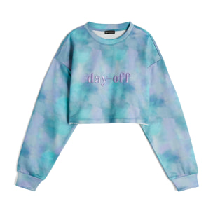 Felpa comfort fit corta con trattamento effetto tie dye