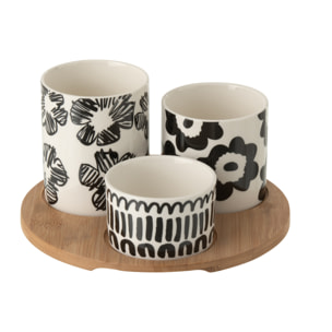 J-Line Plateau apéro - céramique - blanc/noir - small