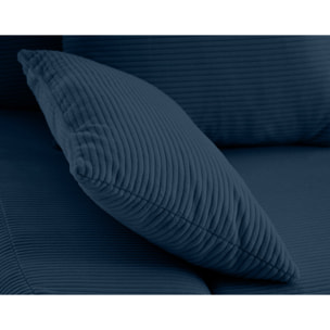 Larson - canapé droit 3 places convertible avec coffre en velours côtelé - Bleu