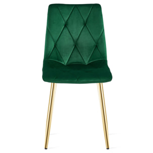 Set di 2 sedie Libra in velluto verde smeraldo e gambe oro