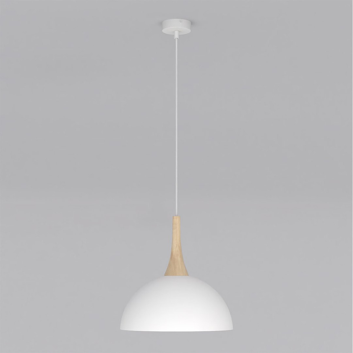 Lampada a sospensione Nautica in acciaio bianco e legno