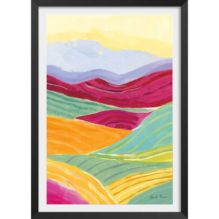 Poster color colline Affiche + cadre en bois - Noir