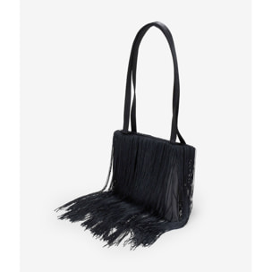 Bolso de fiesta negro con flecos