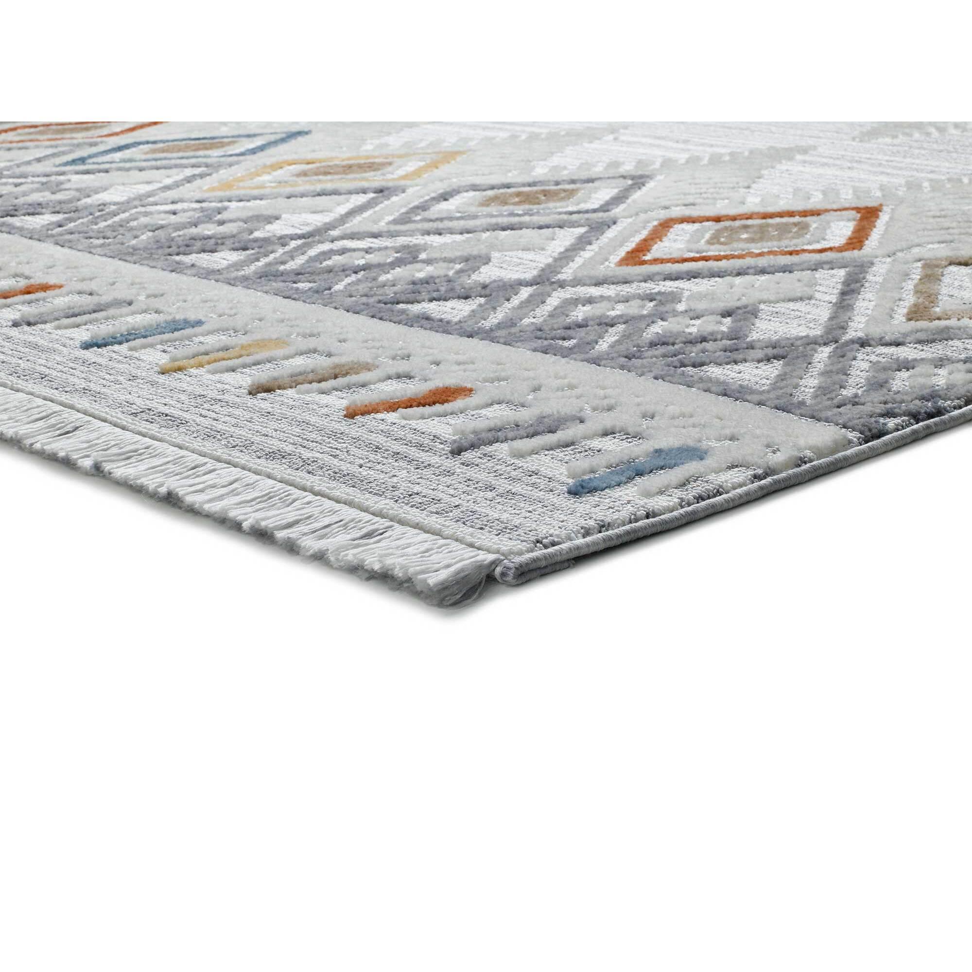 BROADWAY Alfombra geométrica con relieve y flecos en multicolor, varias medidas disponibles