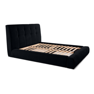 Onyx - lit coffre - 140x190 cm - en velours côtelé - sommier inclus - Noir