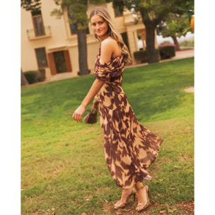 Vestido midi asimétrico estampado