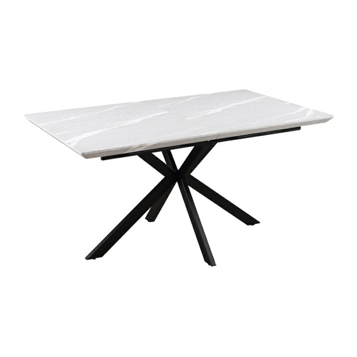 Tavolo allungabile 150 -190 cm con top in marmo chiaro e piedi neri - Gabry