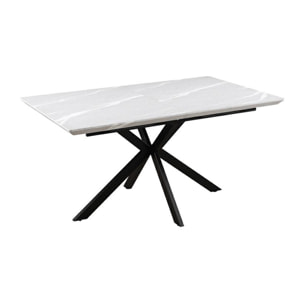Tavolo allungabile 150 -190 cm con top in marmo chiaro e piedi neri - Gabry