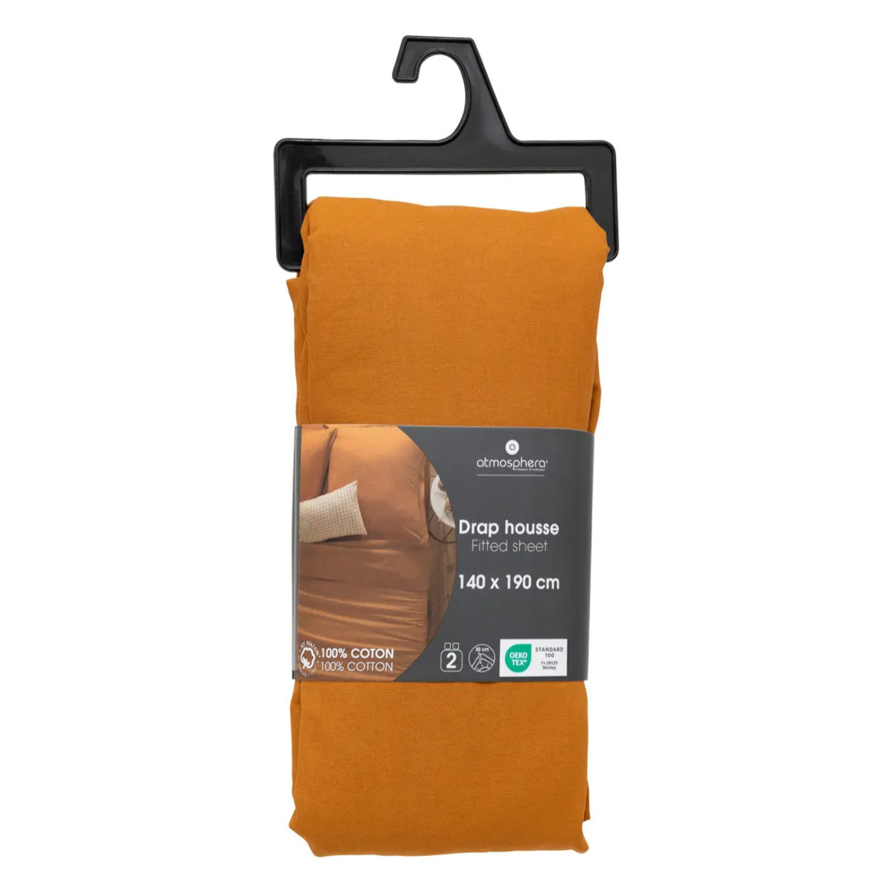 Drap-housse "Carina" en coton 140x190cm moutarde