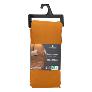 Drap-housse "Carina" en coton 140x190cm moutarde