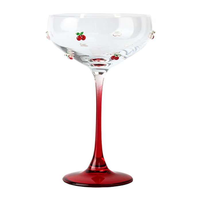 Lot de 4 coupes à champagne 27cl à motif cerise CERISE