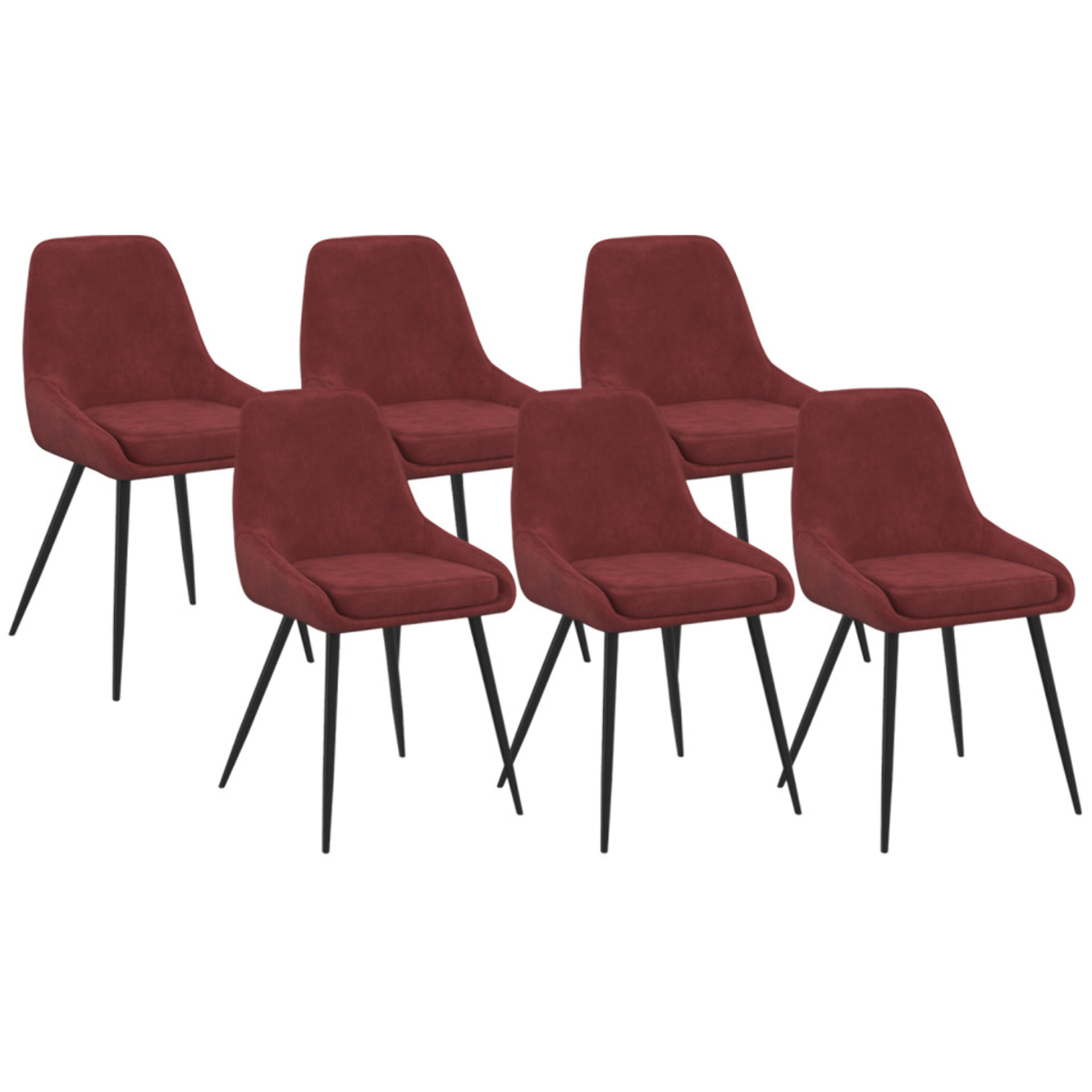 Chaises Olivia velours bordeaux pieds métal - lot de 6