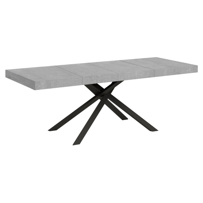 Mesa extensible 90x180/284 cm Karida Premium cemento patas antracita