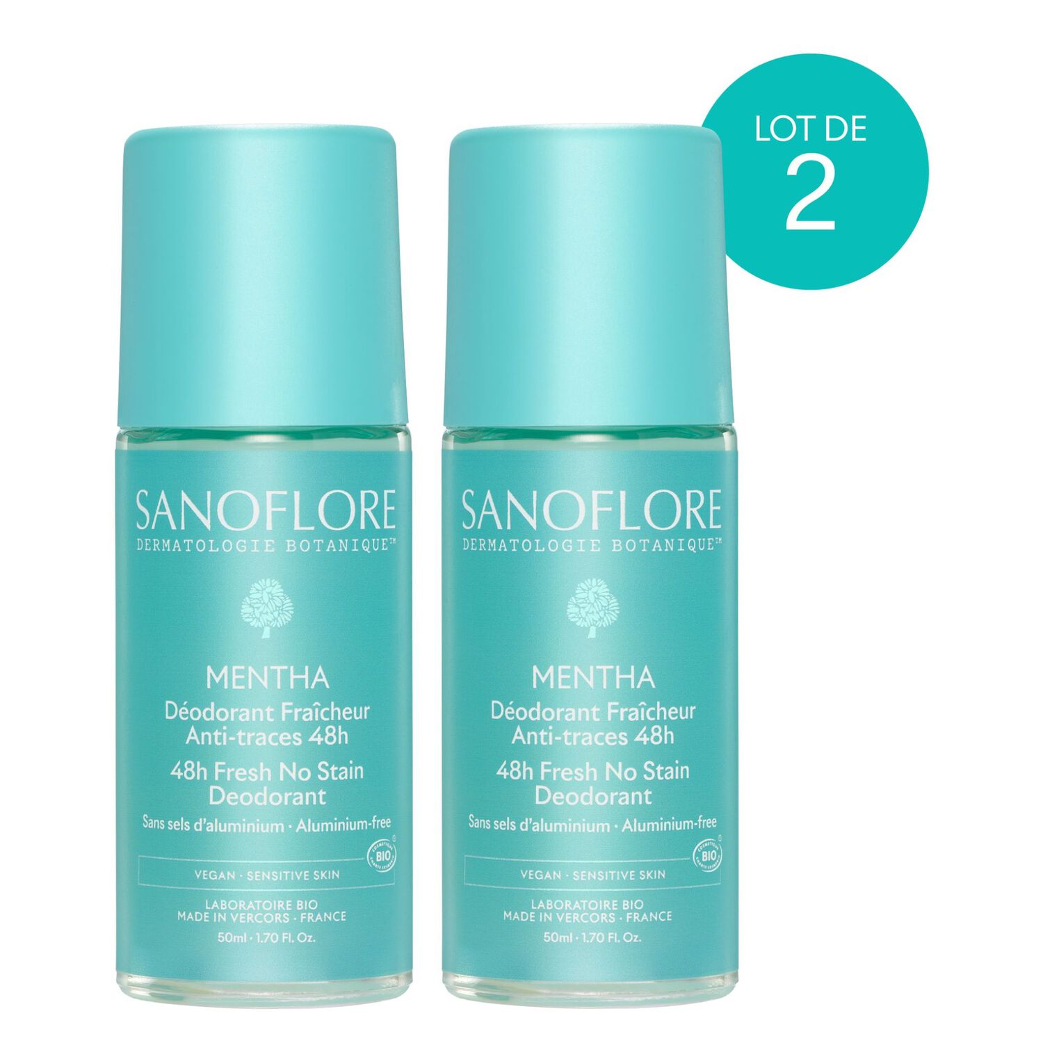 Mentha - Lot Déodorant Roll-On 48h 2 x 50 ml