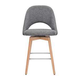 Tabourets de bar scandinaves tissu effet velours texturé gris et hévéa massif 65 cm (lot de 2) COSETTE
