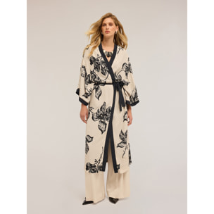 Motivi - Kimono de viscosa con estampado - Blanco