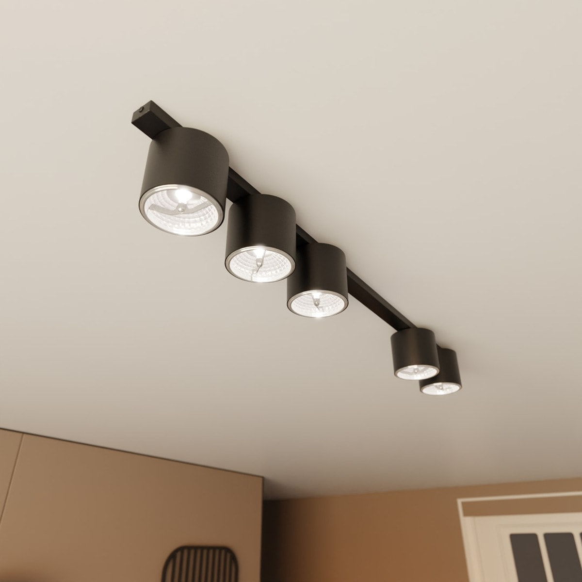 Faretto da soffitto Nano in acciaio nero