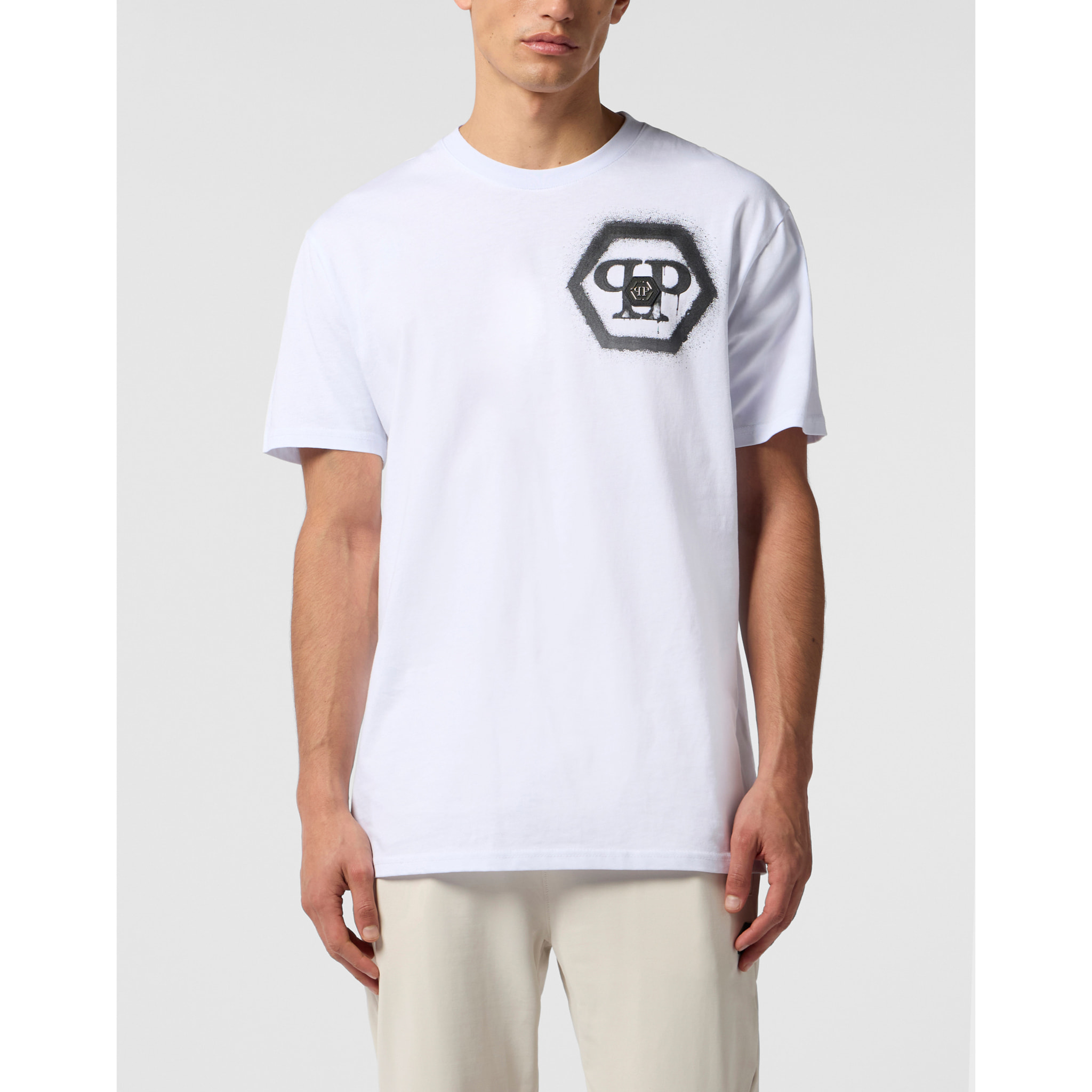 PHILIPP PLEIN Round Neck T-Shirt Spray Hexagon