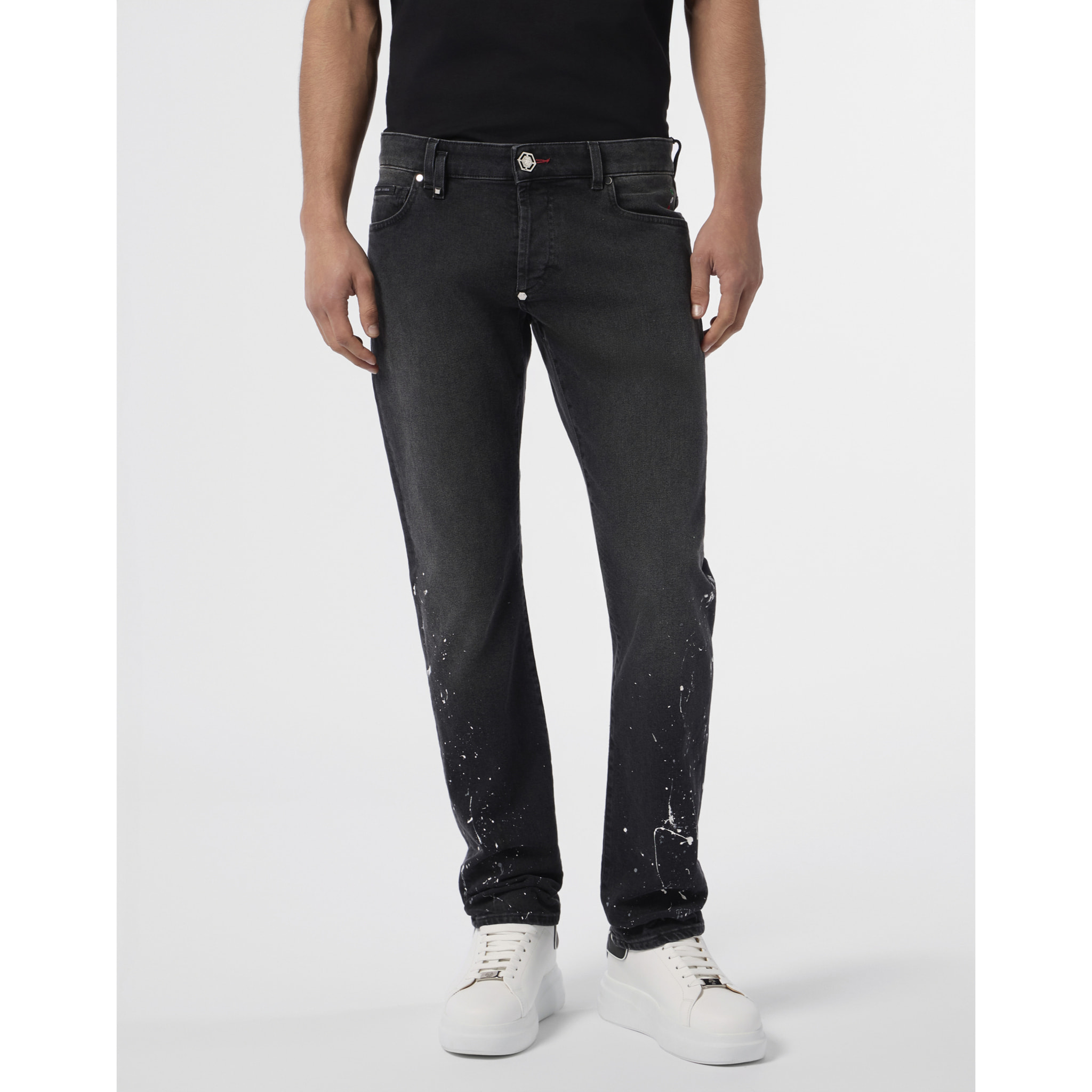 PHILIPP PLEIN Super Straight Cut Jeans Paint
